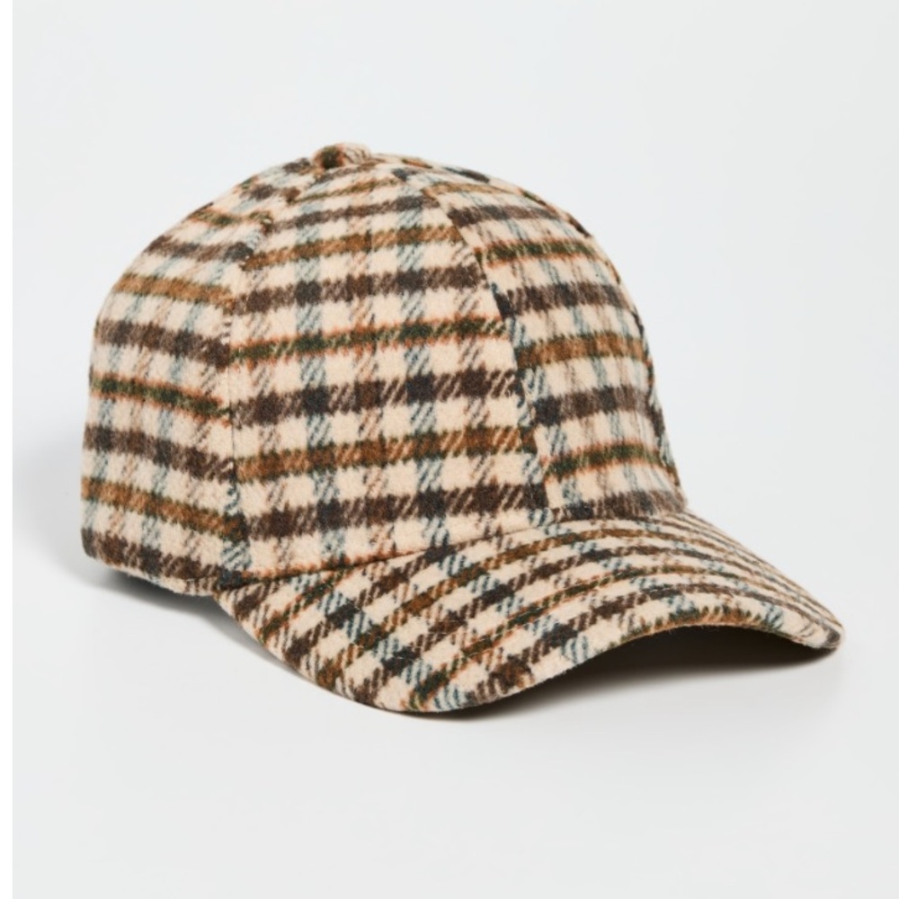 Hat Attack NEW Fall Baseball Cap in Gingham Check Neutral Plaids $64 MSRP